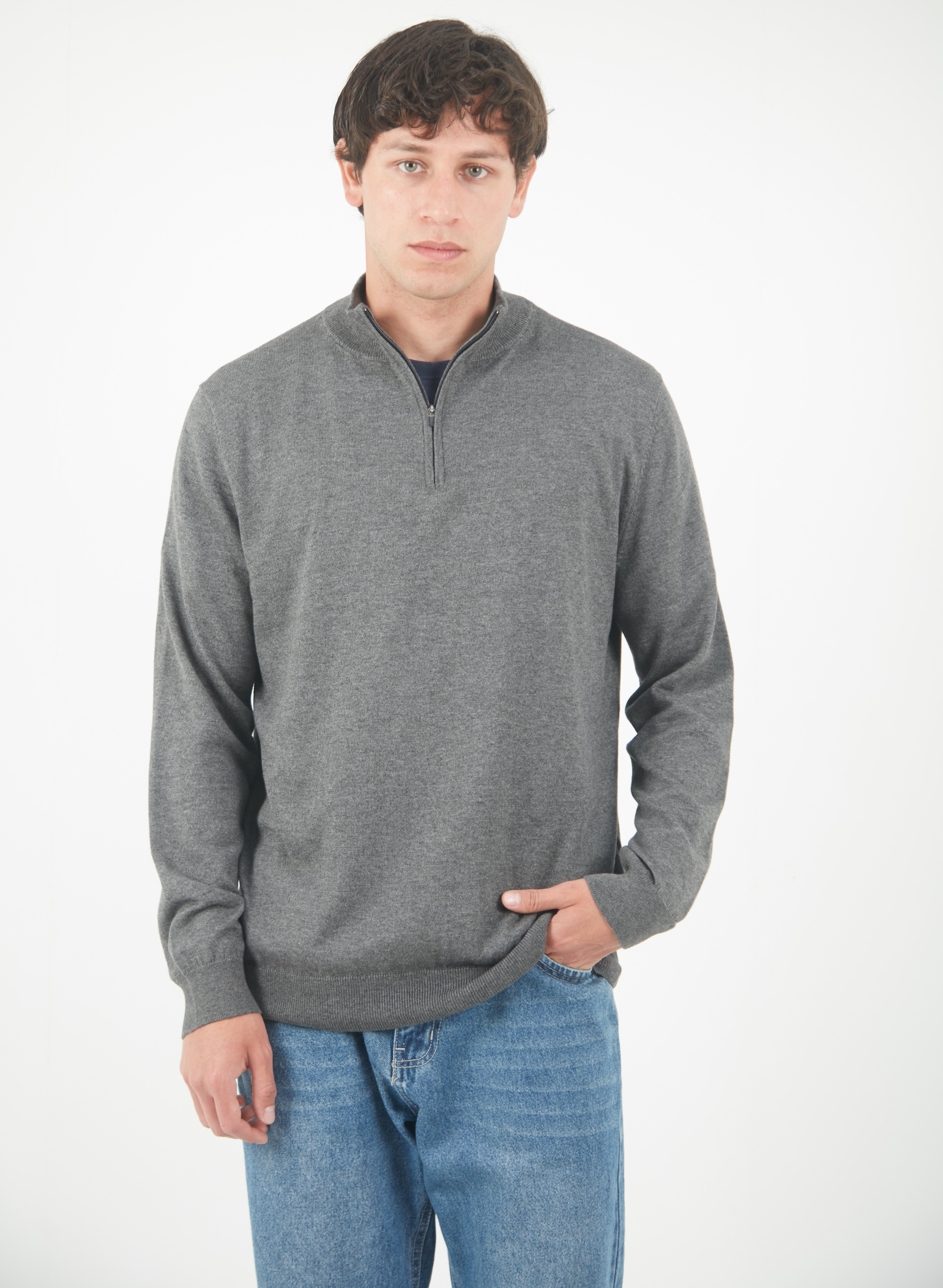 1/4 Zip Gris Asphalt