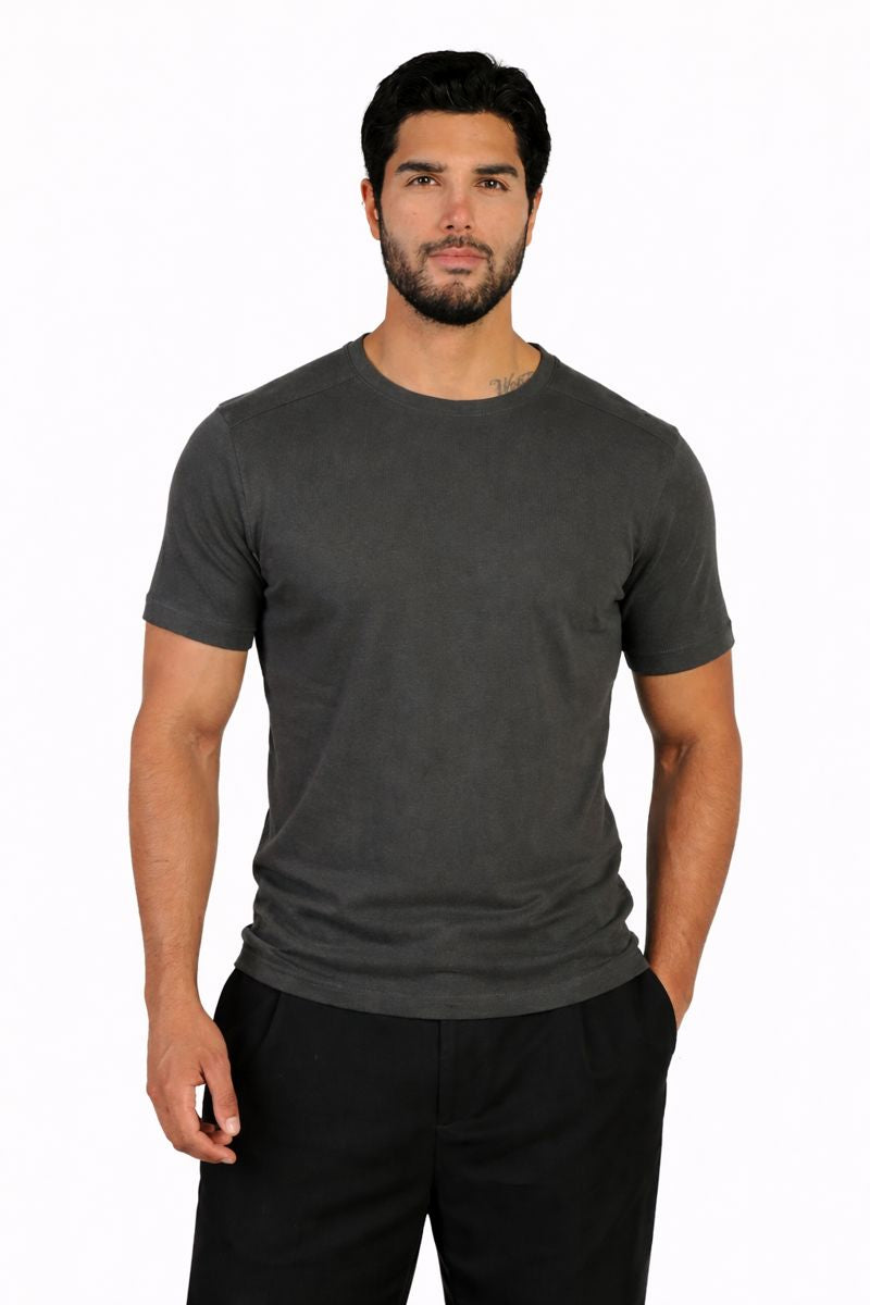 Hammer Collar Knit Tee - Dark Grey