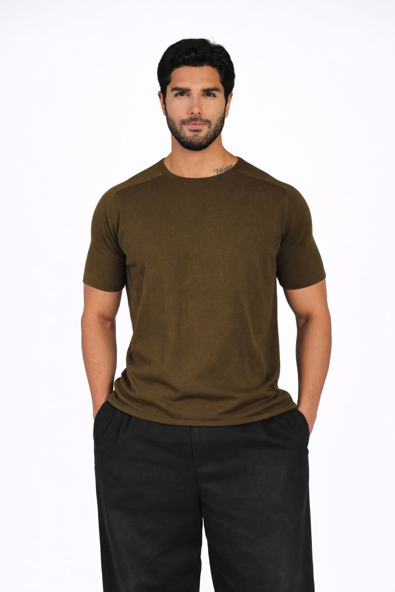 Hammer Collar Knit Tee - Military Green