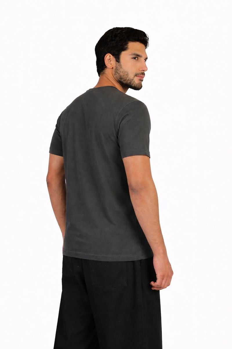 Hammer Collar Knit Tee - Dark Grey