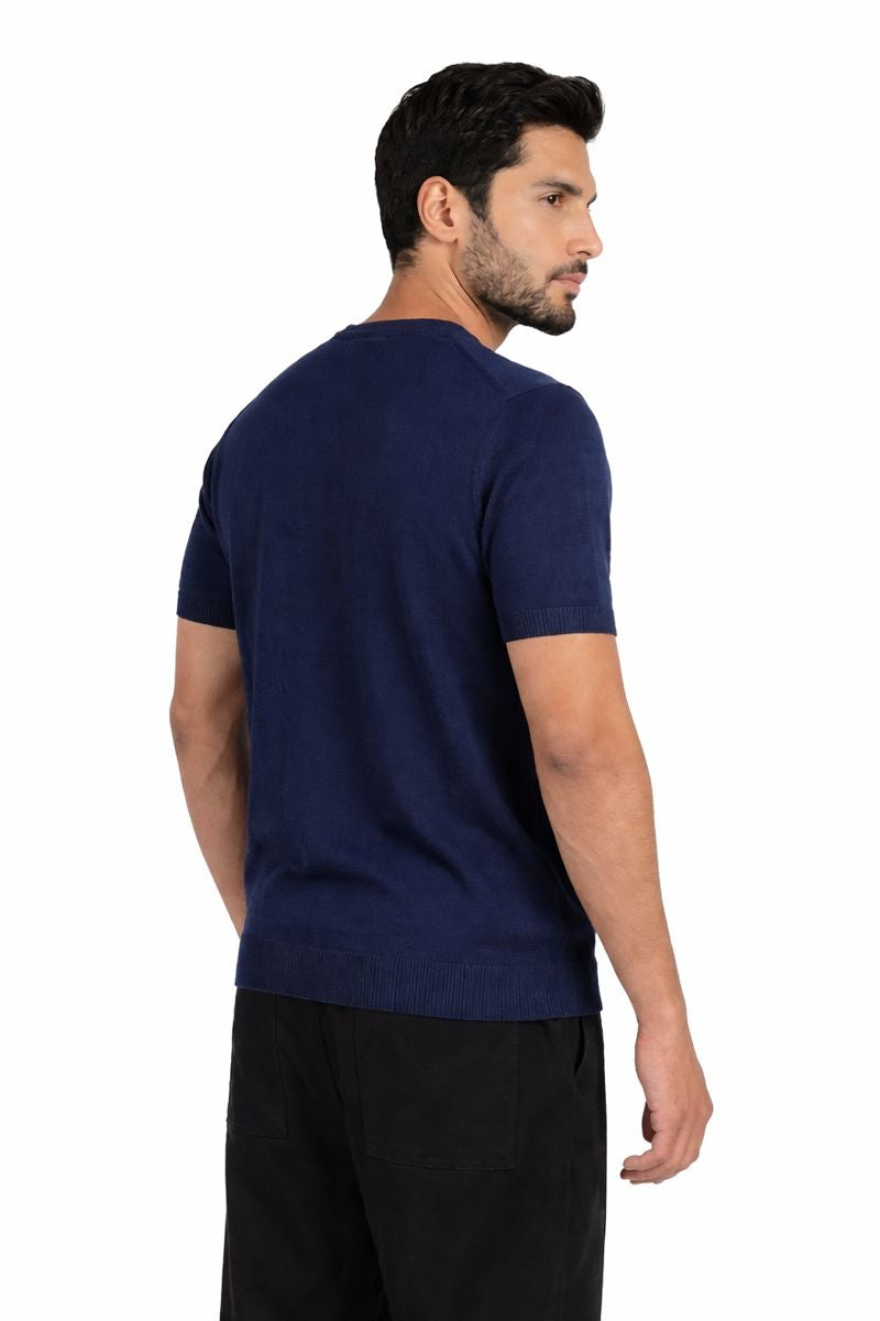 Hammer Collar Knit Tee - Marine Blue
