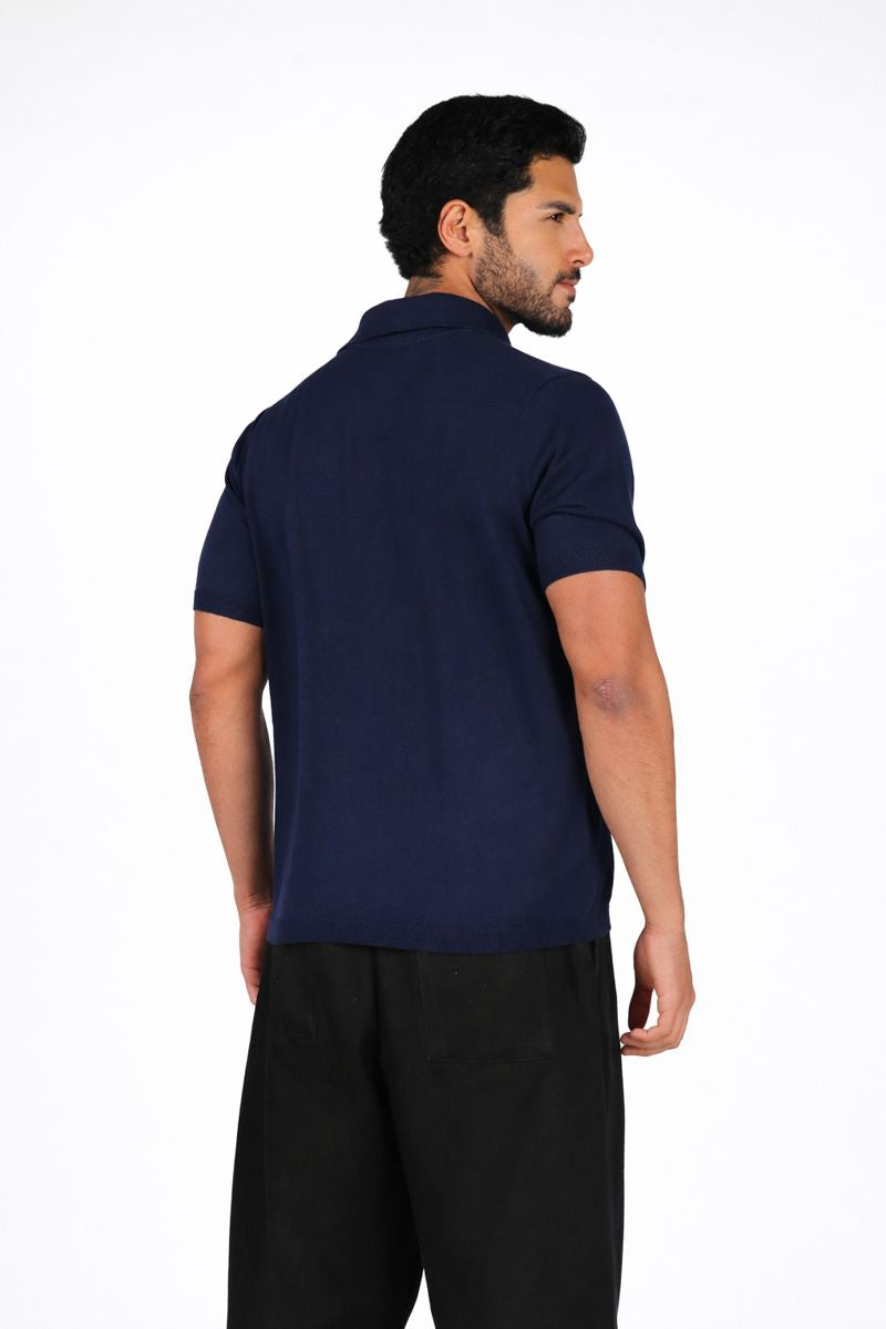 Knit Polo Shirt - Marine Blue