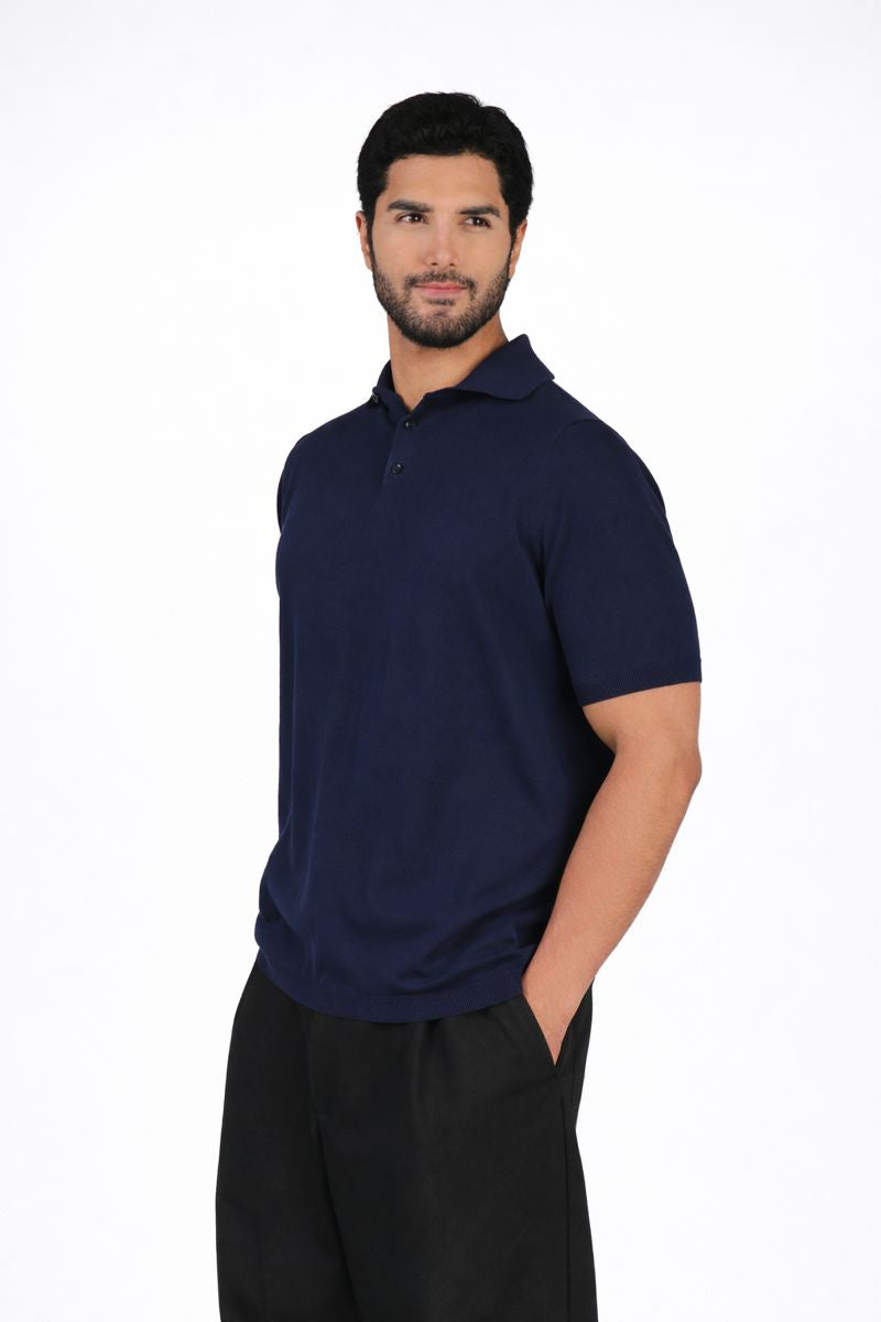 Knit Polo Shirt - Marine Blue