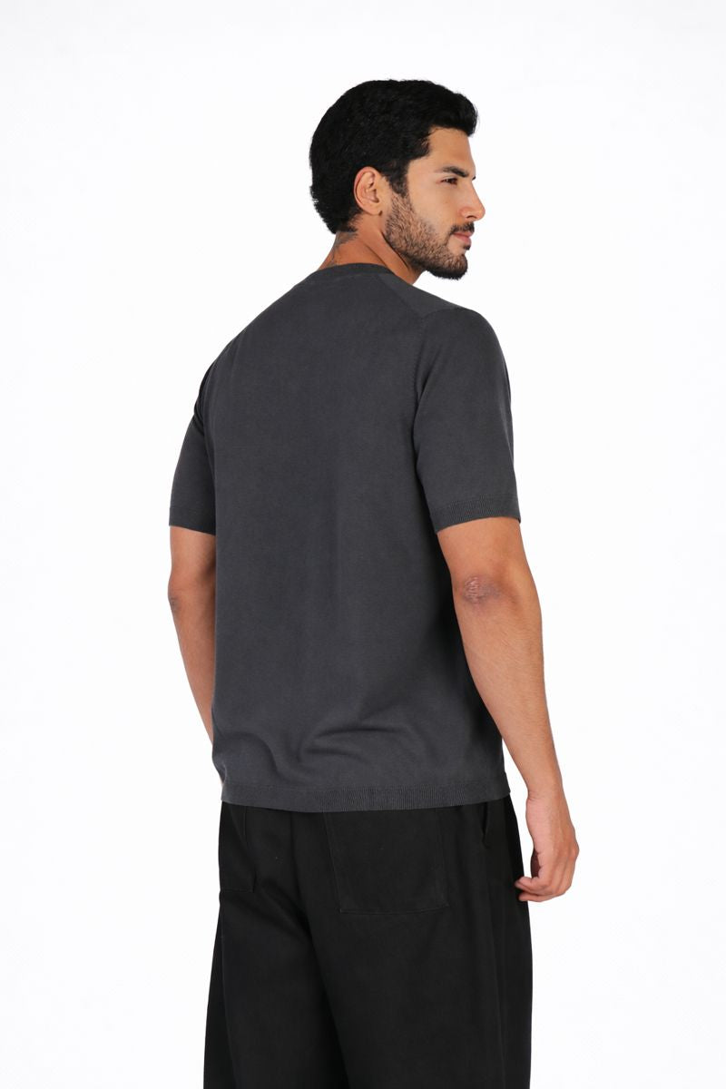 Crewneck Knit Tee - Dark Grey