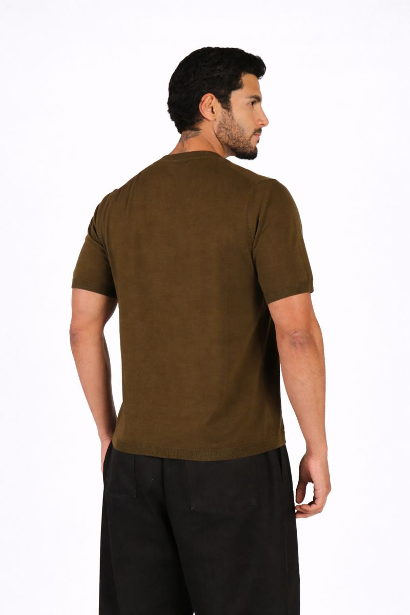 Crewneck Knit Tee - Military Green